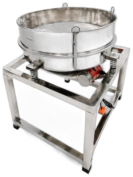 VibraHash S50 em ângulo alto, com a tela montada sobre a estrutura de inox